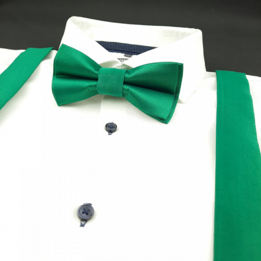 Saténový Set Motýlek a Šle Smaragdový