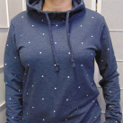 Mikina - puntíky na jeansu KAPUCE/ROLÁK (teplákovina)