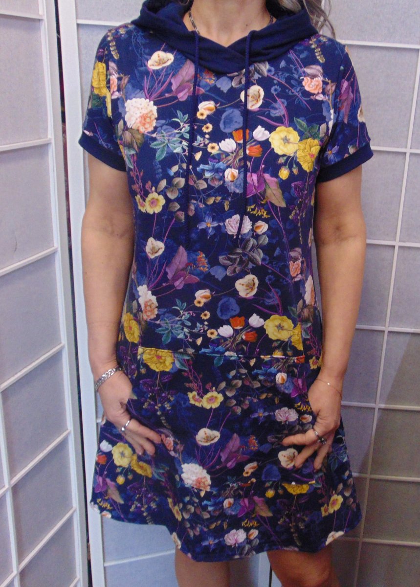 Šaty s kapucí - zahrada S - XXXL