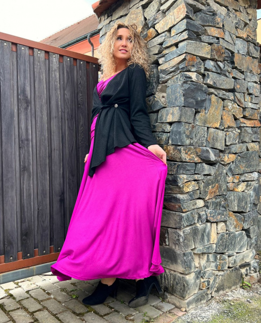 Polokolová sukně- dlouhá fuchsia