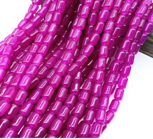 Skleněné korálky růžová tmavší-6*8 mm - sada 30 ks