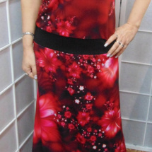 Dlouhé šaty - červené květy, velikost M - MAXI SLEVA:)
