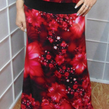 Dlouhá sukně - červené květy (polyester)