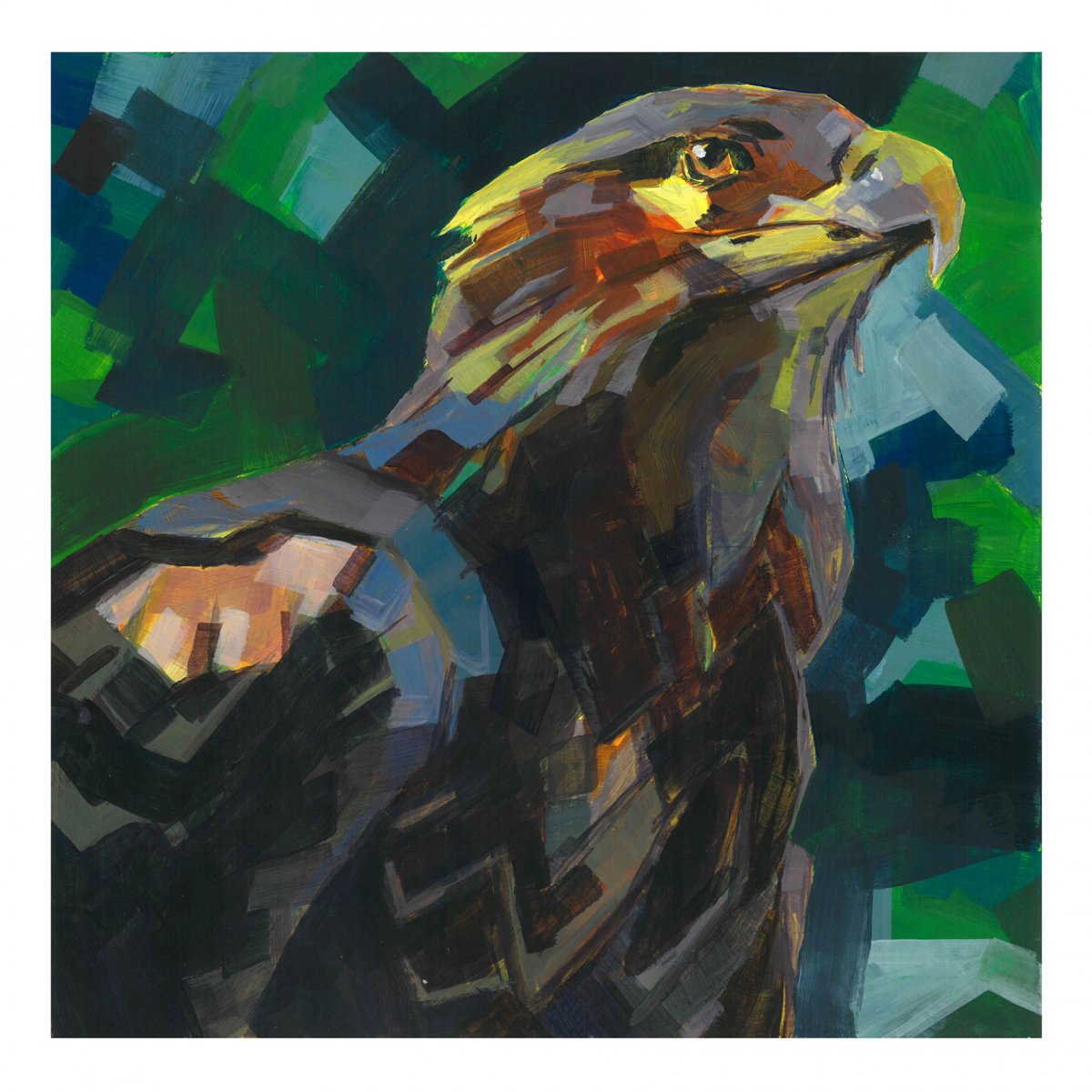 Originální akrylová malba, Orel, 30 × 30 cm