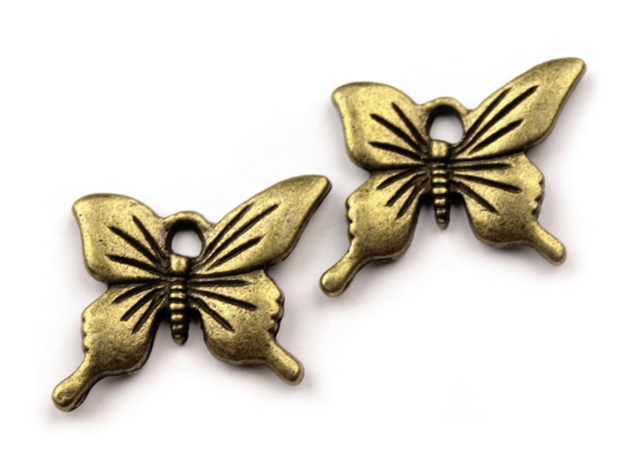 Přívěsek motýl 17x15mm - 2 ks -staromosaz