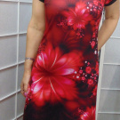 Šaty - červené květy (polyester)