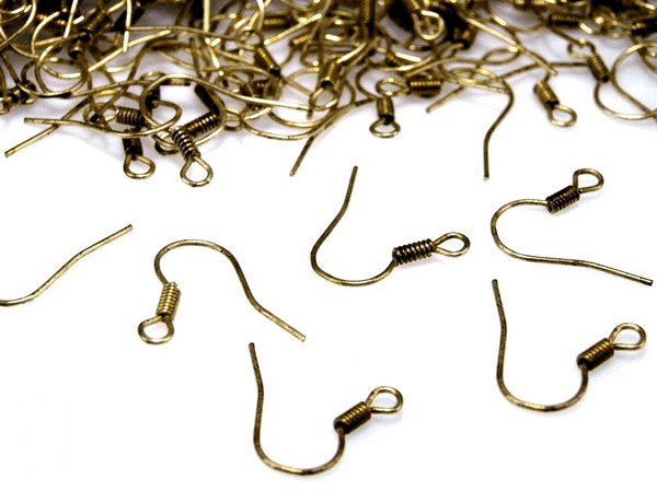 Afroháčky s pružinkou staromosaz - 10ks