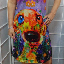 Šaty s kapucí - barevný pes S - XXXL
