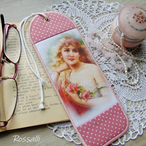 Dívka s růží ... záložka do knihy