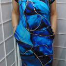 Šaty s kapsami - modrý mramor (bavlna)