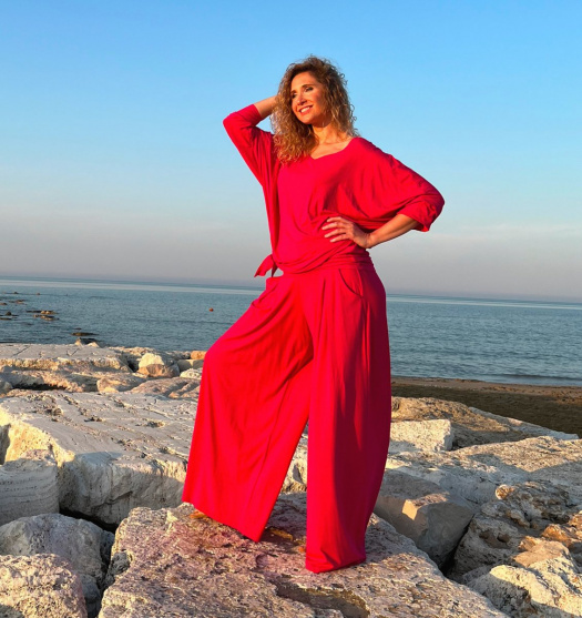 Kalhotová sukně červená dlouhá