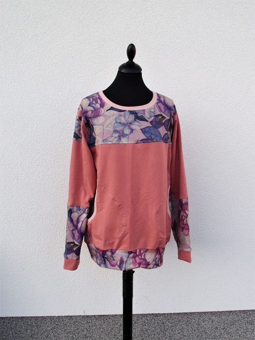 STARORŮŽOVÁ S KVĚTY (L) - dámská mikina