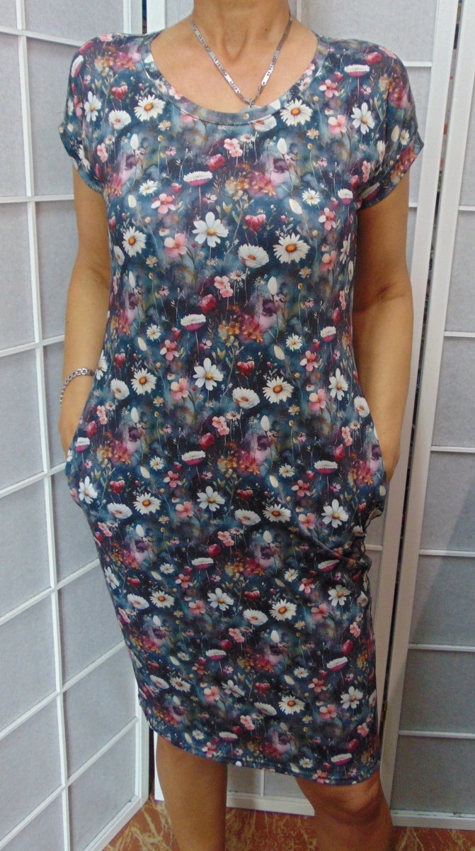 Šaty s kapsami - luční kvítí (bavlna)