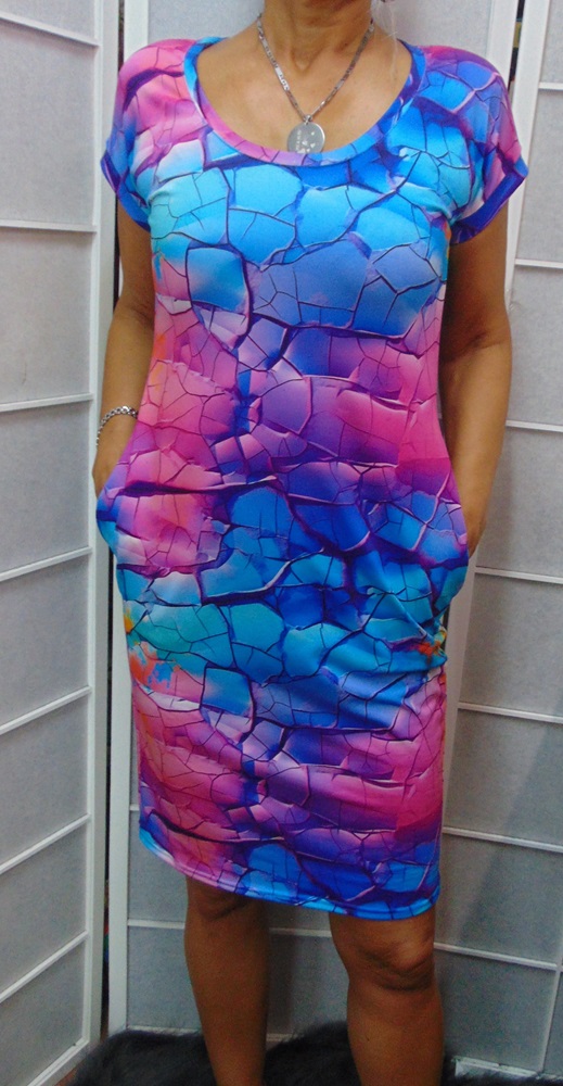 Šaty s kapsami - duhové (bavlna)