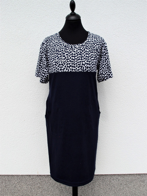 TEMNĚ MODRÉ (XL) - šaty, biobavlna