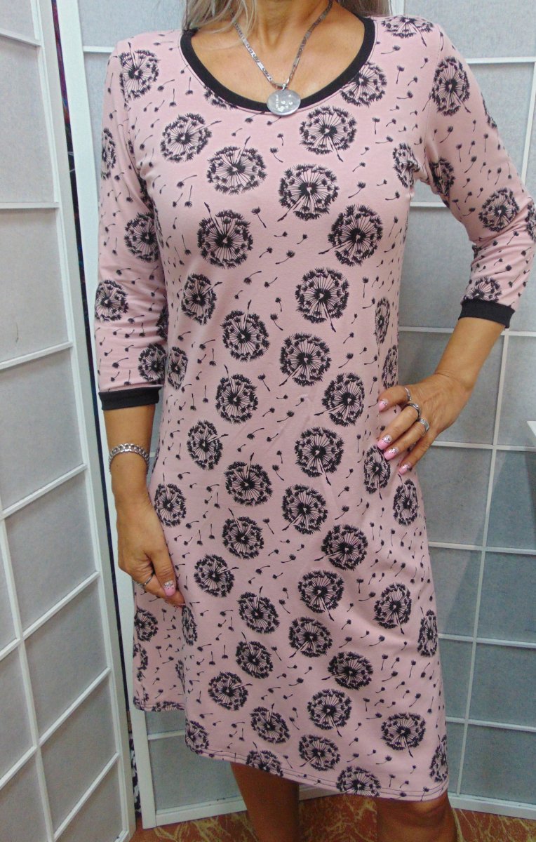 Šaty - pampelišky na pudrové (bavlna)