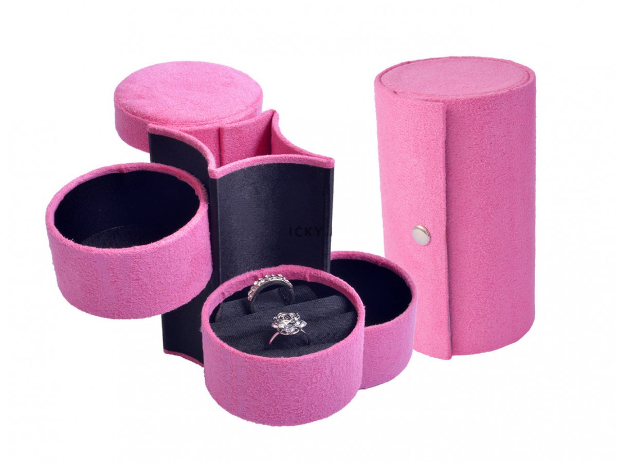Sametová růžová menší designová šperkovnice AKCE