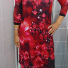 Šaty - červený abstrakt (polyester)