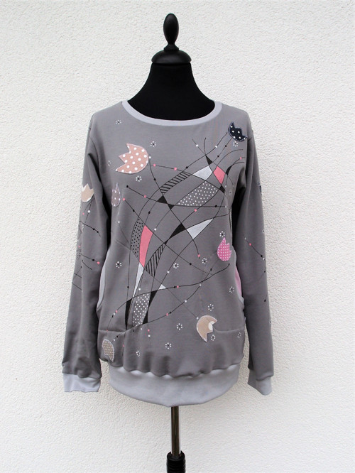 TULIPÁNY NA ŠEDÉ (M) - dámská mikina