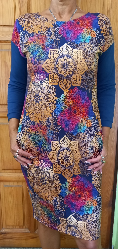 Šaty s kapsami - zlaté mandaly (bavlna)