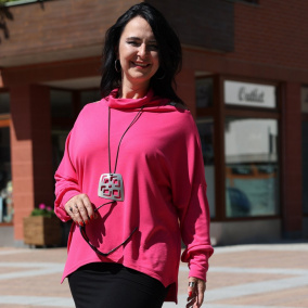 Růžový rolák s prostřihy volný