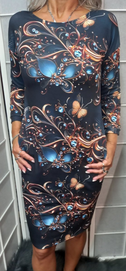 Šaty s kapsami - motýlci na černé (polyester)