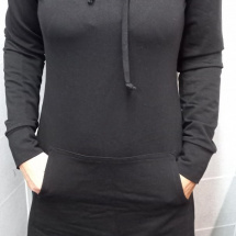 Mikinové šaty s kapucí - černé S - XXXL
