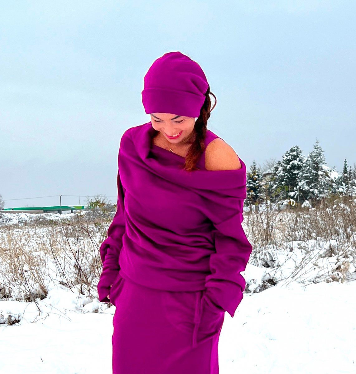 Oversize světřík variabilní fuchsiový