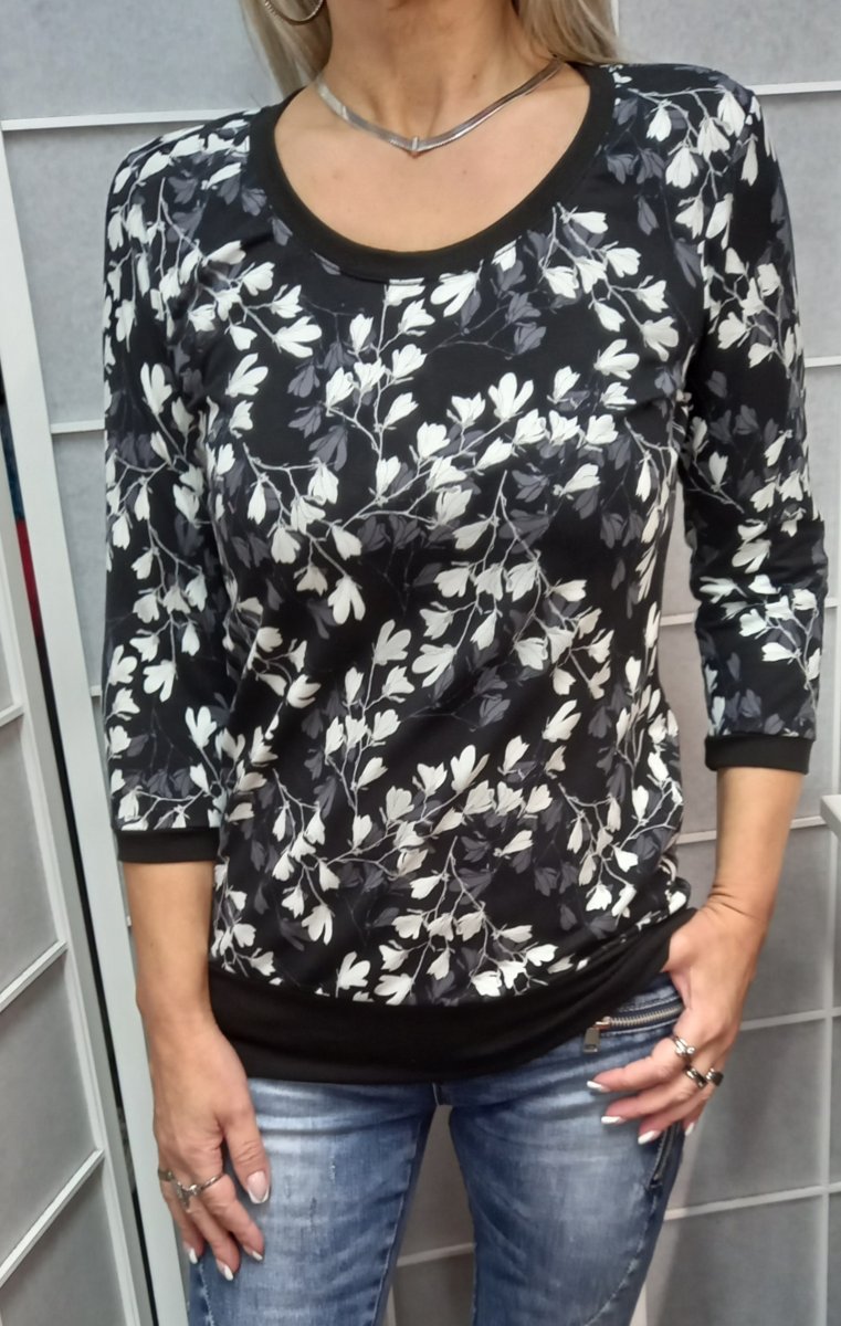 Tričko s 3/4 rukávem - lístečky (bavlna)