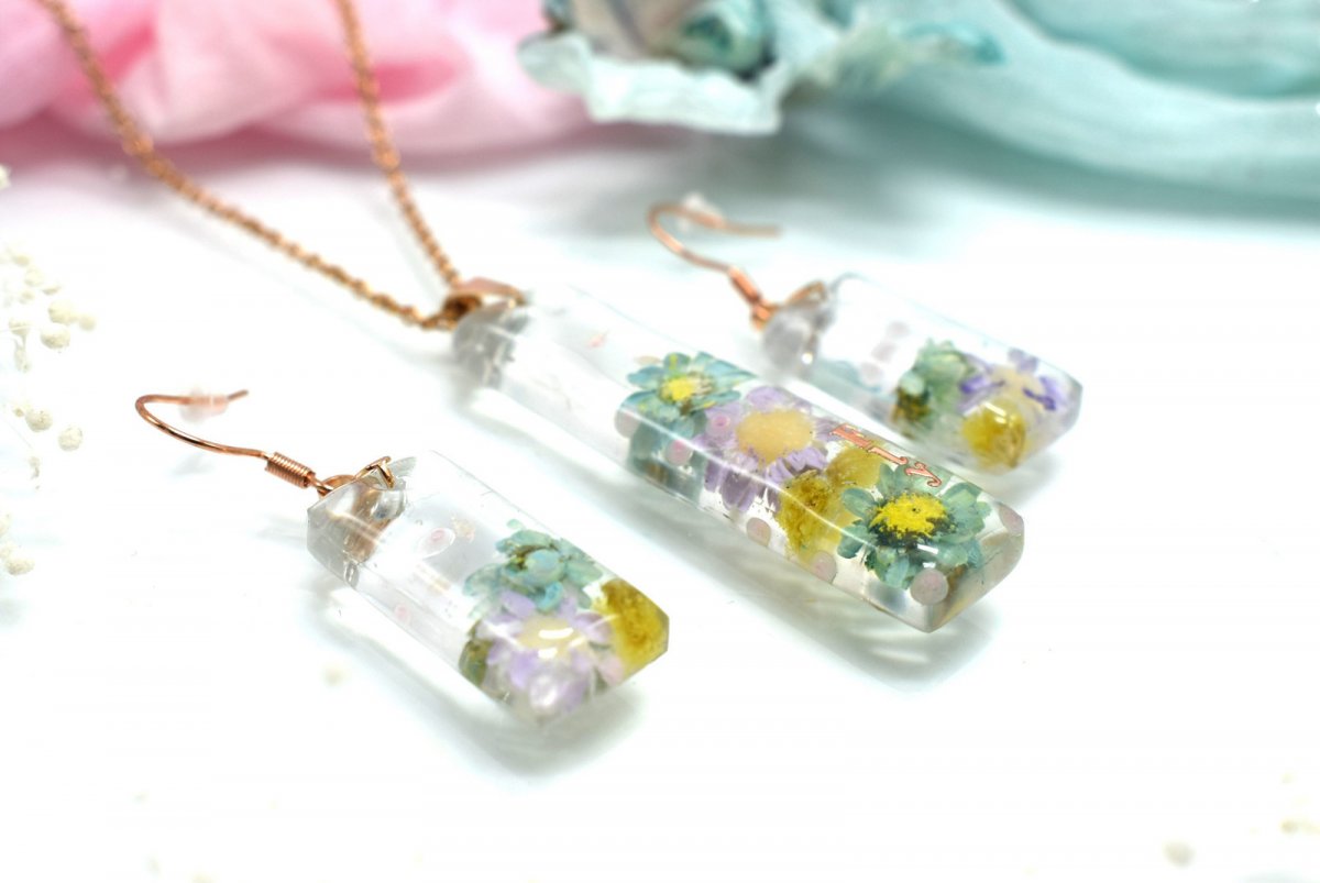 Květinová sada přívěsku a náušnic / 2037