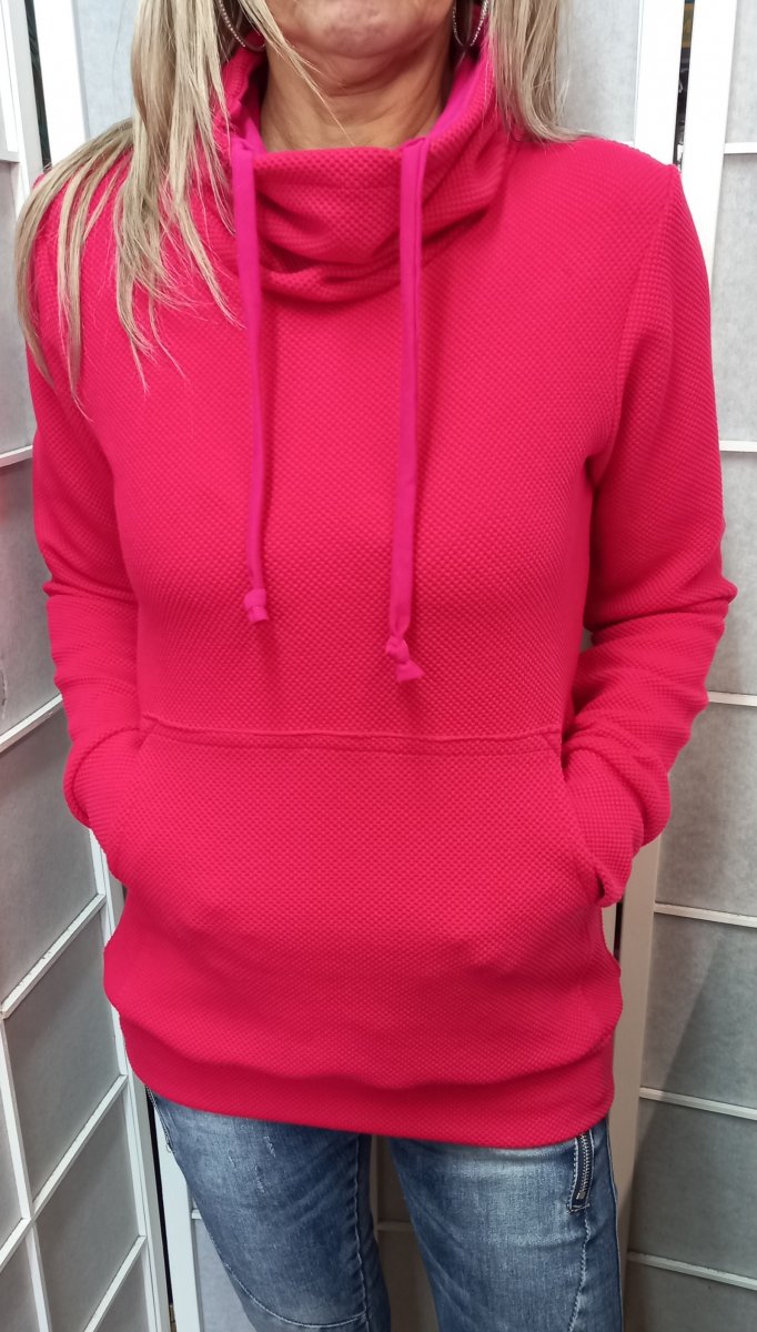 Mikina ROLÁK/KAPUCE - barva malinová (teplákovina)