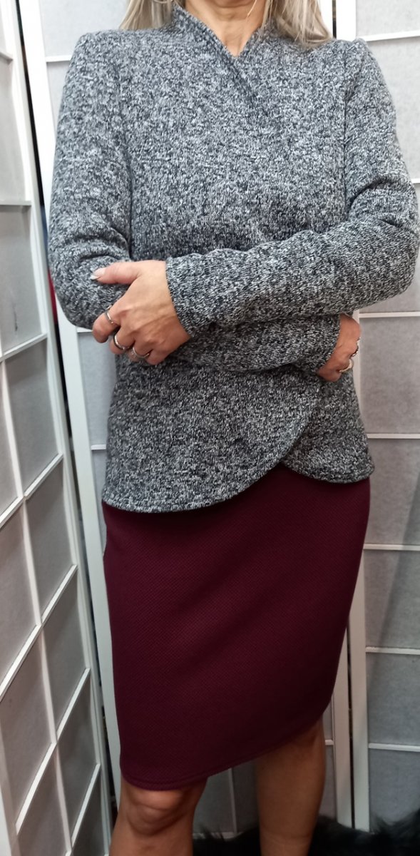 Sukně s 3D efektem - barva bordó (teplákovina)