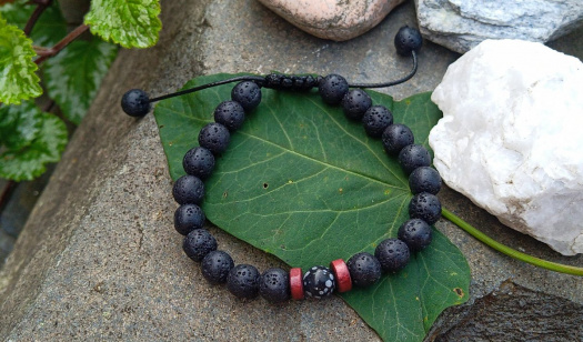 Láva a obsidián shamballa macramé náramek