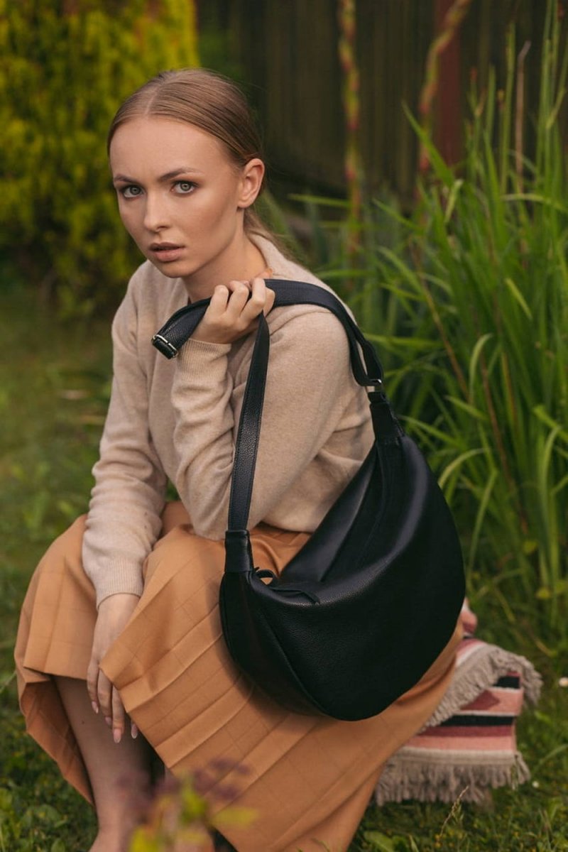 Kožená kabelka - GONDOLA - černá