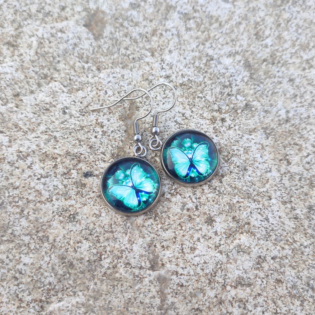 Visací náušnice motýl OCEL #1