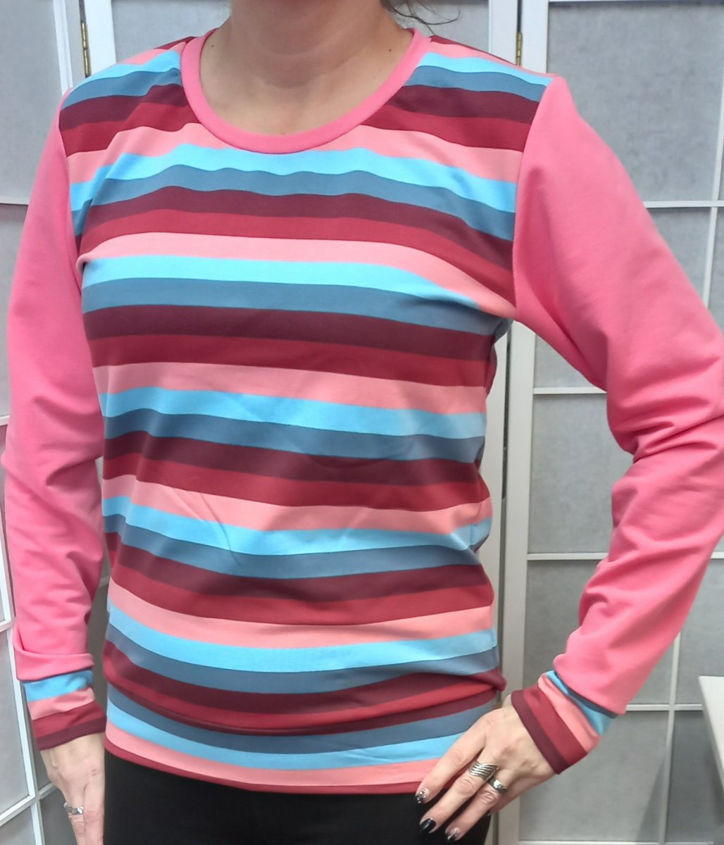 Mikina - lososové pruhy (teplákovina)