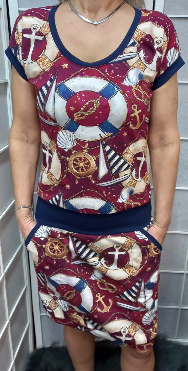 Šaty - námořník na vínové (bavlna)