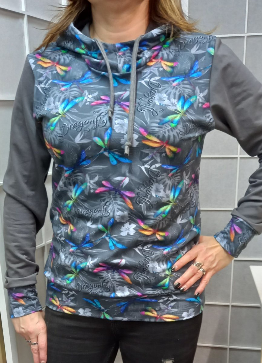 Mikina - vážky KAPUCE/ROLÁK (teplákovina)