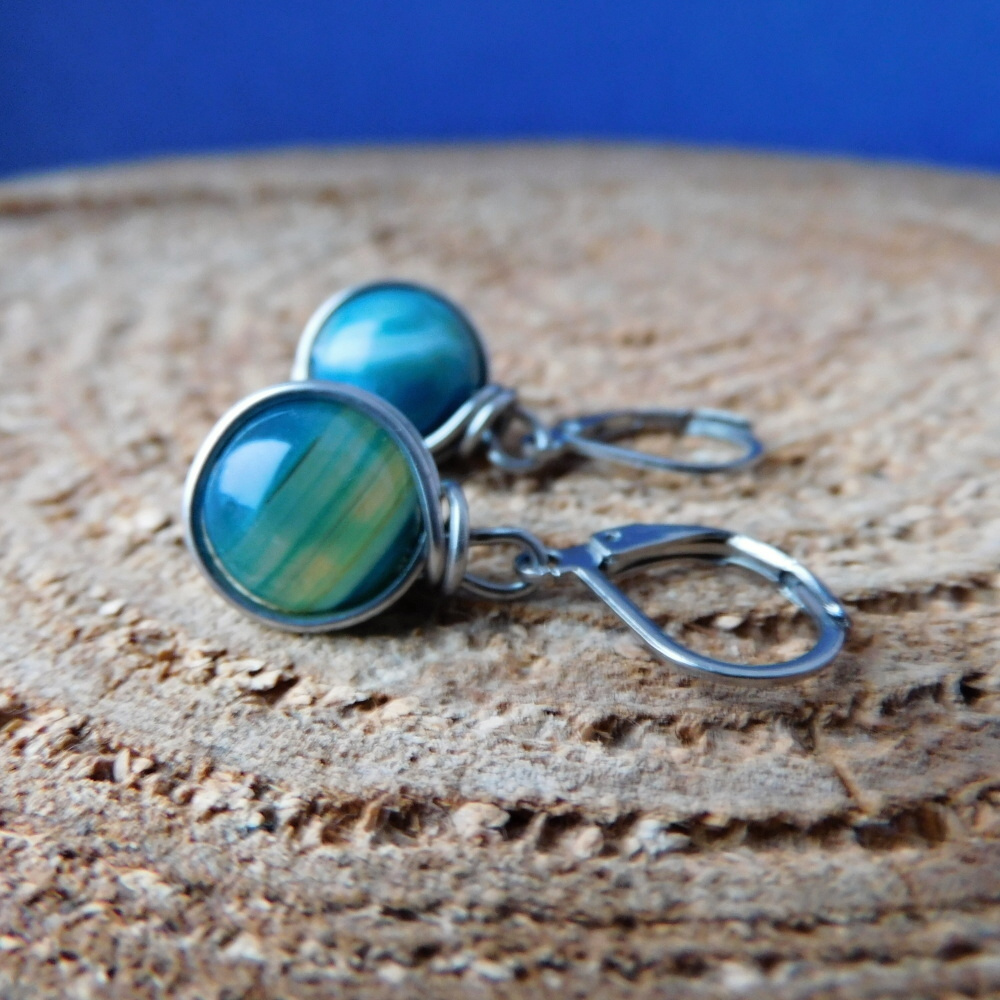 Naušnice - modrý achát