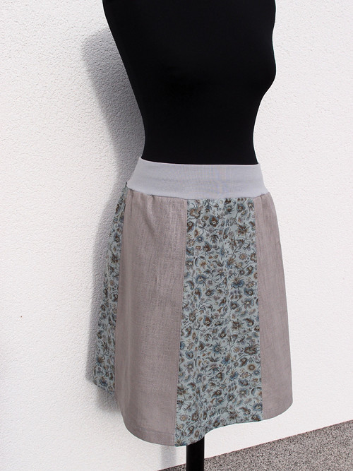 ŠEDÁ S ORNAMENTY (M/L) - lněná sukně