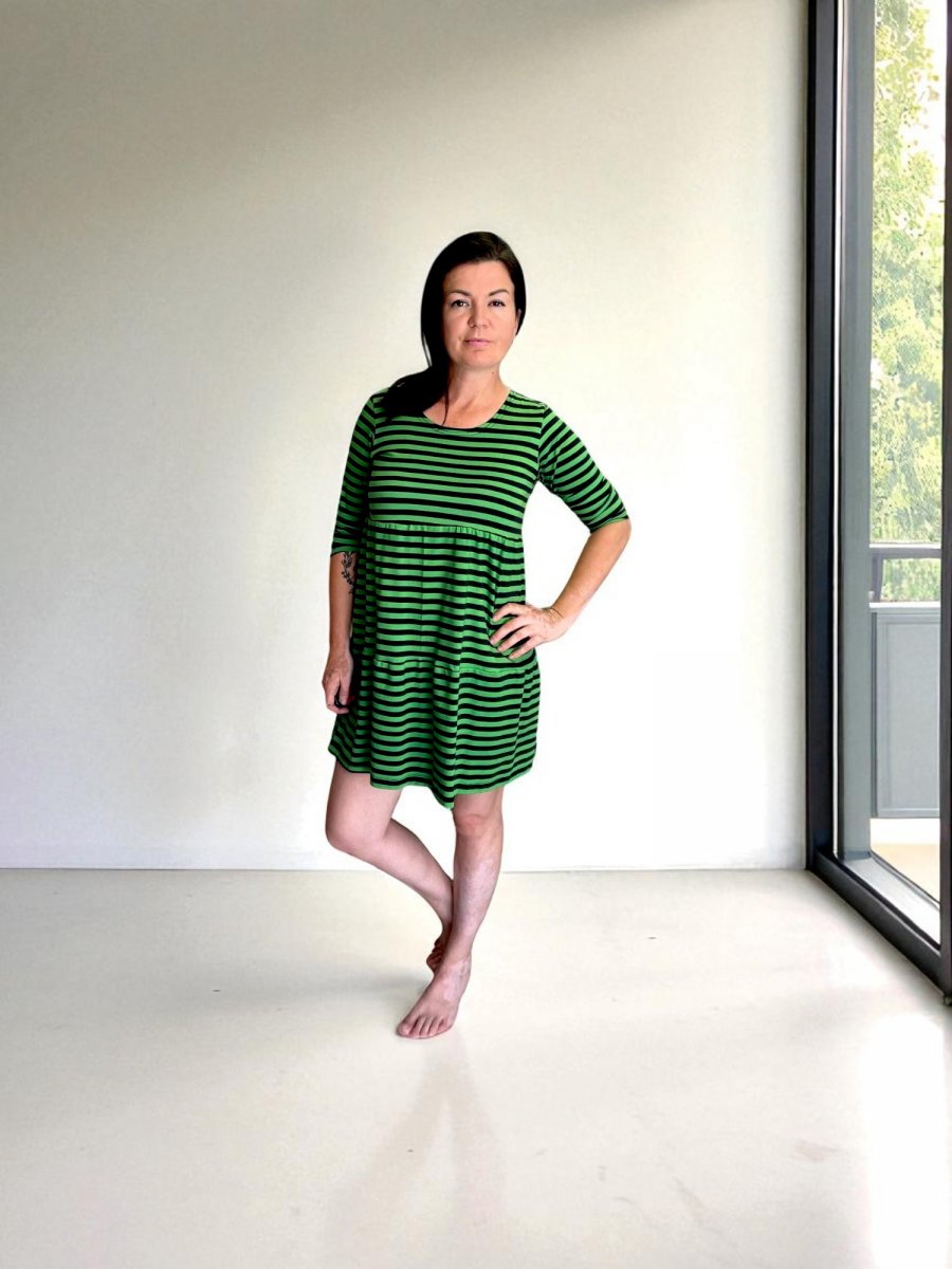 Dámské pruhované šaty zelené-S/M