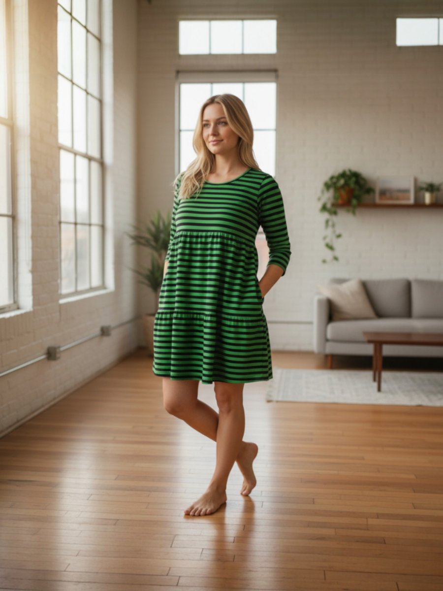 Dámské pruhované šaty zelené-S/M