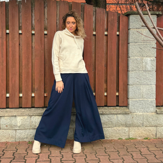 Kalhotová sukně modrá dlouhá