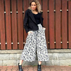 Kalhotová sukně maxi kytičková