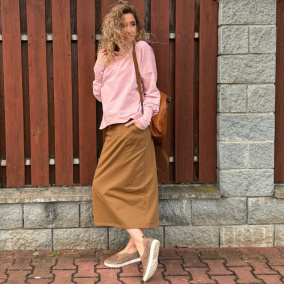 Hnědá sukně s kapsami dlouhá