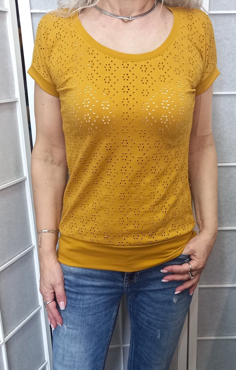 Tričko - madeira, barva hořčicová (bavlna)