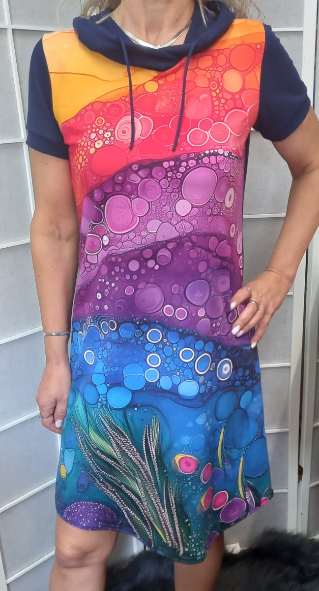 Šaty s kapucí - bublinky S - XXXL