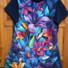 Šaty s kapucí - divoké květy - (bavlna)