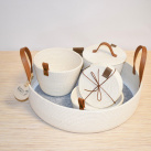 Kulatá přírodní ošatka s košíky a podtácky 2265