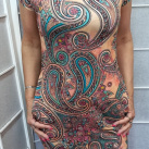 Šaty s kapsami - kašmírový vzor na meruňkové (bavlna)